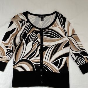 White House Black Market Abstract Print Cardigan Sweater – Size Medium